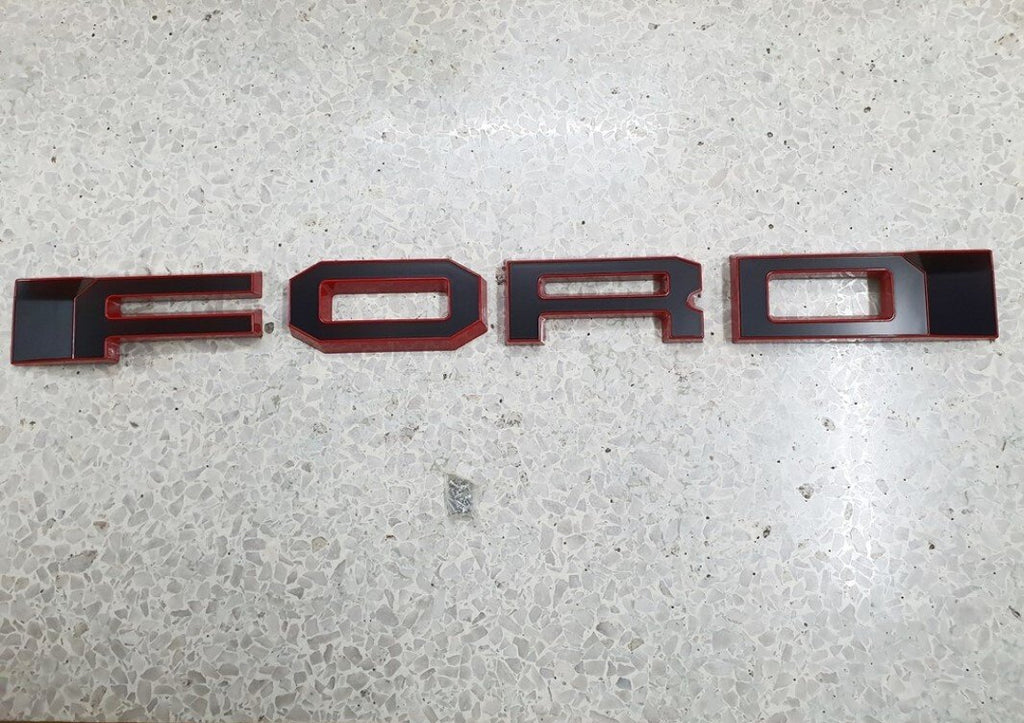 FORD RANGER 
GRILL LETTERS
   'F-O-R-D'
RED/BLACK  LETTERS