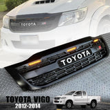 TOYOTA HILUX  FULL GRILL 2012-2014 MK7 WHITE LOGO AMBER LED'S