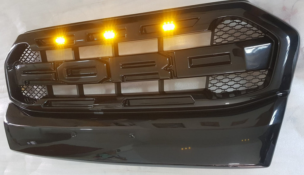 FORD RANGER 2015-2020 ALSO 2020-2021 FULL GLOSS GRILL V2 WHITE OR AMBER LEDS