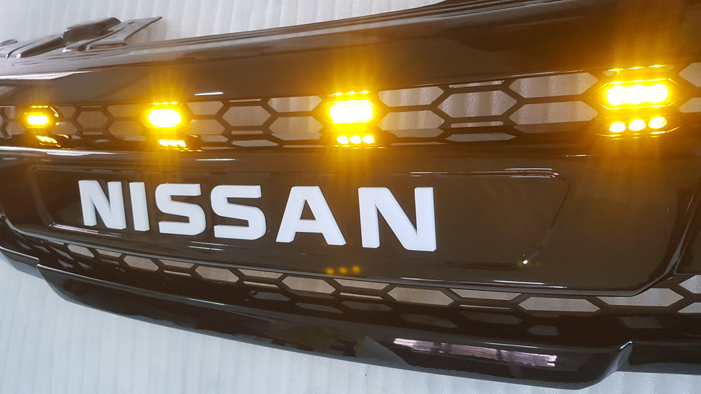 NISSAN NAVARA D40 / PATHFINDER GLOSS BLACK WITH WHITE LOGO WITH AMBER LEDS