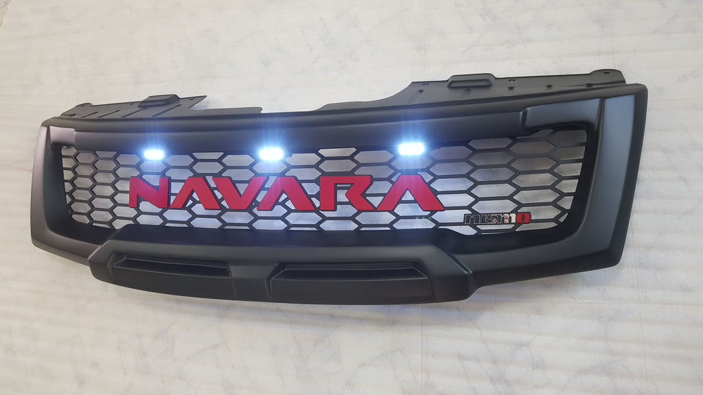 NISSAN NAVARA D40 FACELIFT COMPLETE GRILL WHITE LEDS