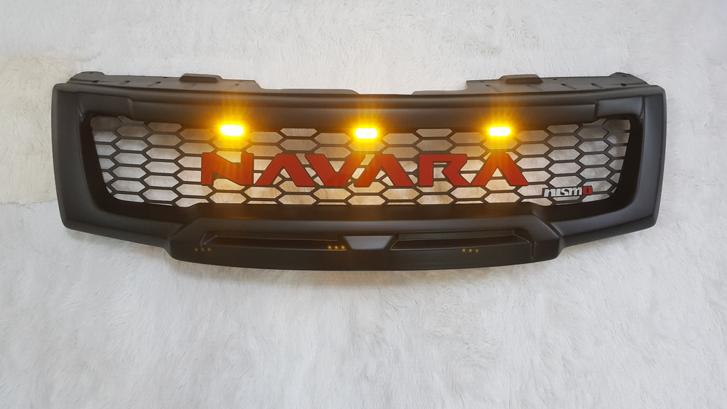 NISSAN NAVARA D40 FACELIFT COMPLETE GRILL RED LOGO/AMBER LEDS