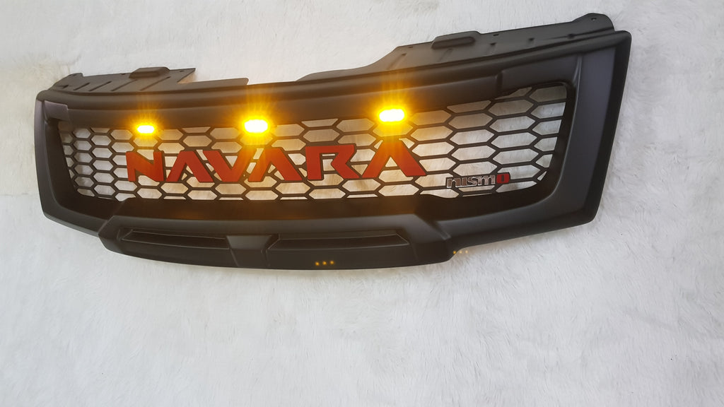 NISSAN NAVARA D40 FACELIFT COMPLETE GRILL RED LOGO/AMBER LEDS