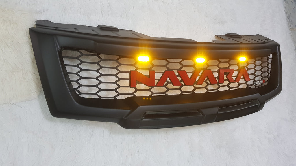 NISSAN NAVARA D40 FACELIFT COMPLETE GRILL RED LOGO/AMBER LEDS