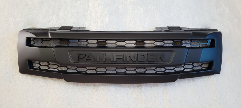 NISSAN  PATHFINDER PRE-FACELIFT FULL GRILL REPLACEMENT MATT BLACK WITH MATT BLACK PATHFINDER LOGO