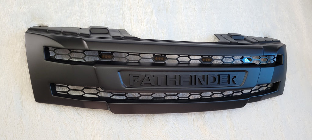 NISSAN  PATHFINDER PRE-FACELIFT FULL GRILL REPLACEMENT MATT BLACK WITH MATT BLACK PATHFINDER LOGO