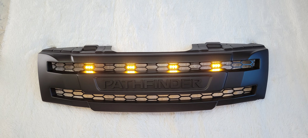 NISSAN  PATHFINDER PRE-FACELIFT FULL GRILL REPLACEMENT MATT BLACK WITH MATT BLACK PATHFINDER LOGO