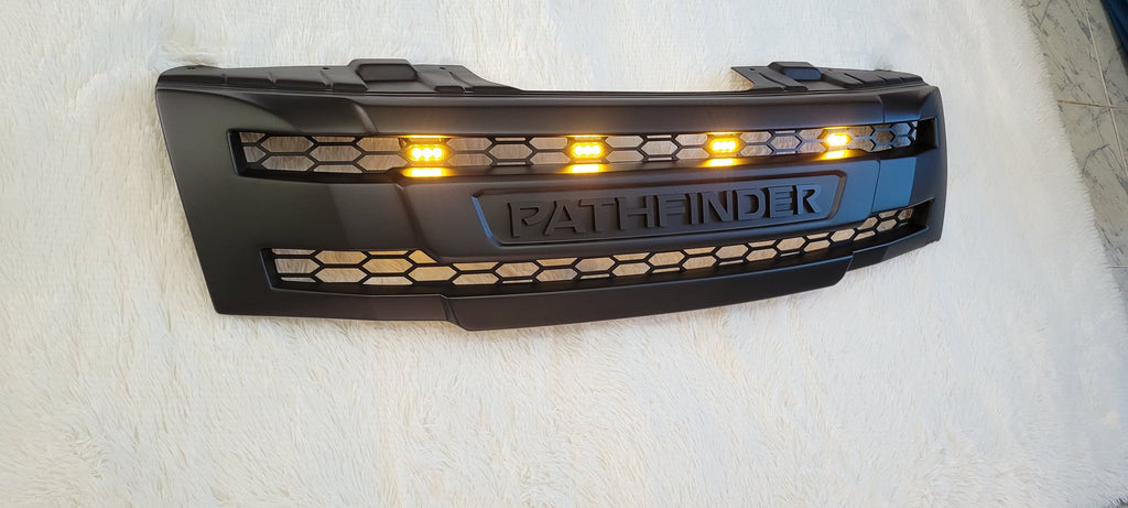 NISSAN  PATHFINDER PRE-FACELIFT FULL GRILL REPLACEMENT MATT BLACK WITH MATT BLACK PATHFINDER LOGO