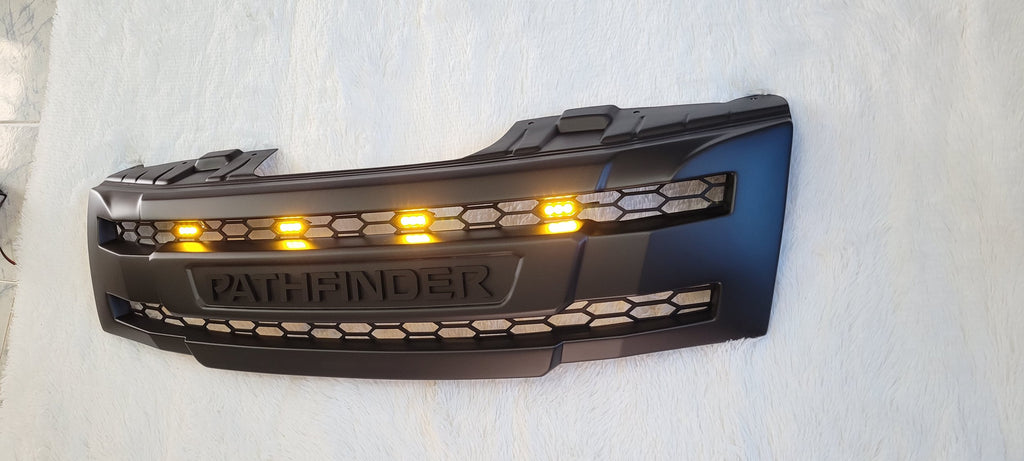 NISSAN  PATHFINDER PRE-FACELIFT FULL GRILL REPLACEMENT MATT BLACK WITH MATT BLACK PATHFINDER LOGO