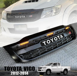 TOYOTA HILUX  FULL GRILL 2012-2014 MK7 WHITE LOGO AMBER LED'S